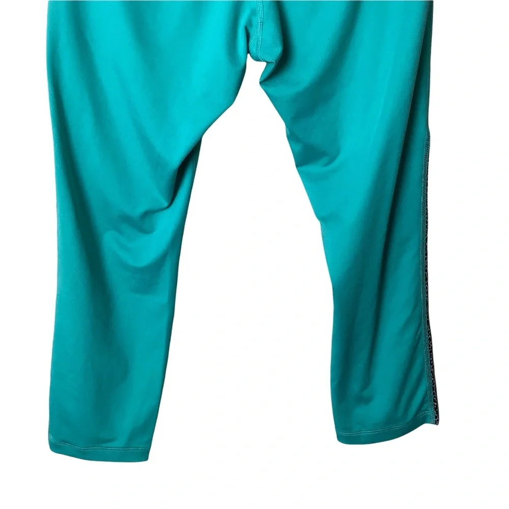 Nike Cropped Capri Leggings‎ Womens S Active Teal Blue Running Yoga Zip Pocket